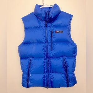NWOT RLX Ralph Lauren men’s feather nylon small puffy hooded vest.